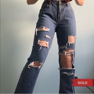 ❌❌SOLD❌❌  Route 66 DIY Distressed Mom Jeans